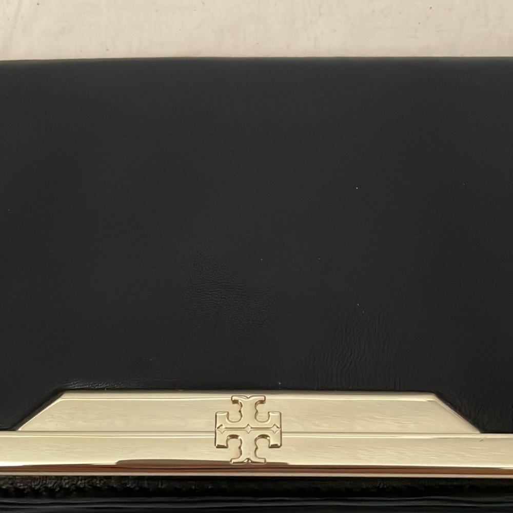 Tory Burch Black Clutch with Gold Accent - Picture 2 of 7